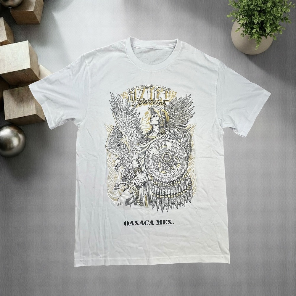 Oaxaca Mexico Aztec Warrior Graphic T-Shirt White Y2K Streetwear 1790
